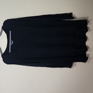 Ava & Viv Long Sleeve Lightweight V-Neck Hi-Lo Tee Black - Women's Plus Size 2X